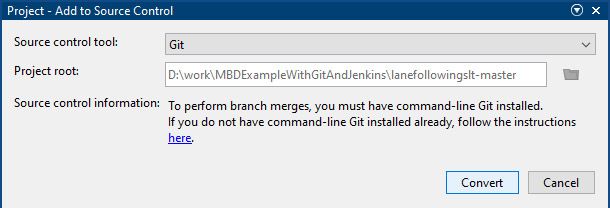 A pop-up for Add to Source Control. The source control tool is selected as Git and the project root is given. There is a convert button.