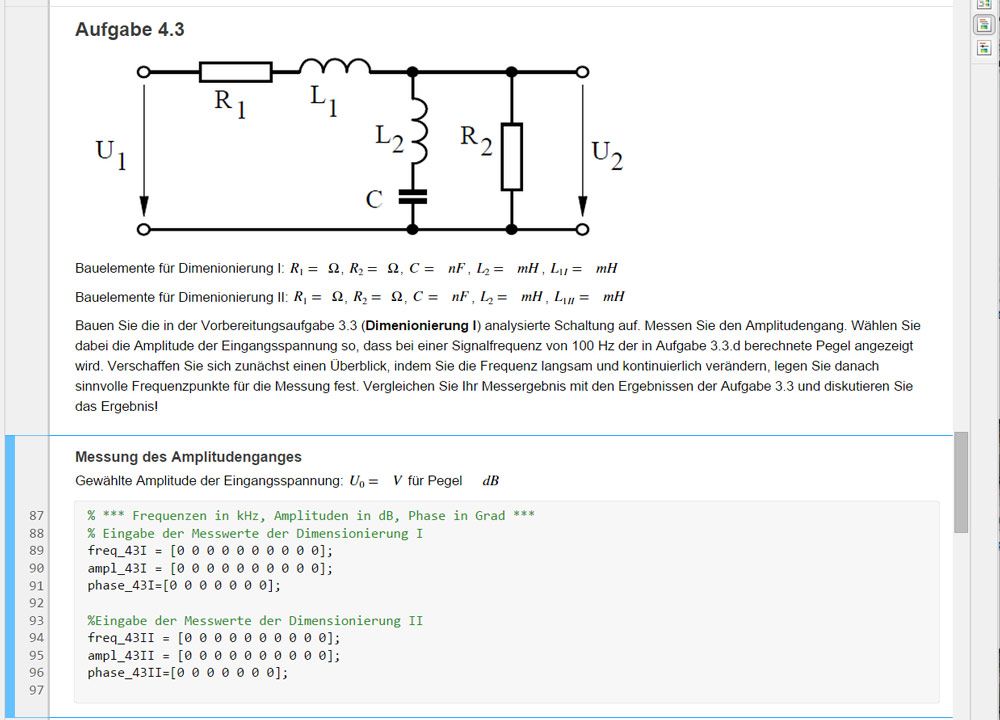 Figure 4. A MATLAB live script used in the fourth Signals and Systems lab assignment. 