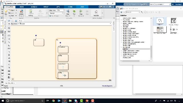 Auto driller logic is built that senses the mass & current position of the top drive and adjusts the motor speed setpoint dynamically. State-based supervisory control logic is built with Stateflow.