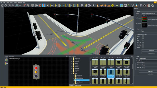 Use RoadRunner to create and edit traffic signals and signal timing phases for automated driving simulation.
