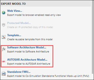 Save drop-down menu with emphasis on the Export Model To section.