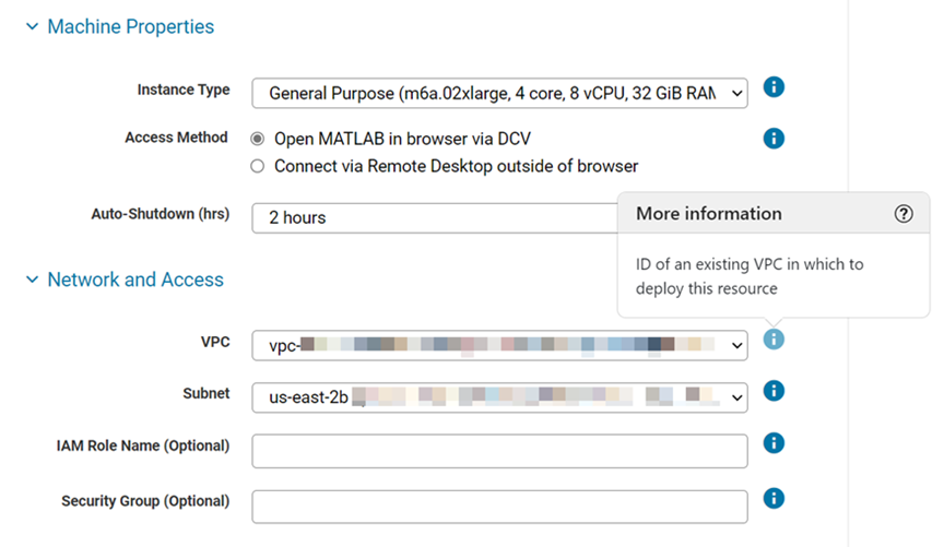 Edit AWS configuration of MATLAB cloud resource in create MATLAB cloud resource step.