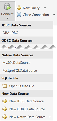 List of data sources and SQLite file for database connection