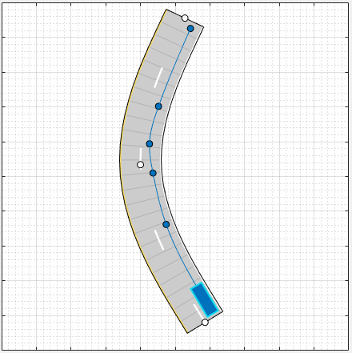 The car with a trajectory that follows the right lane of the road