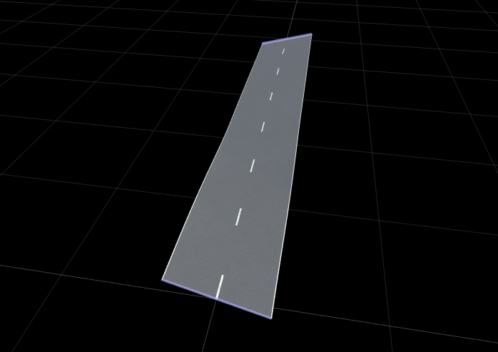 RoadRunner scene canvas showing the new node inserted at the specified distance