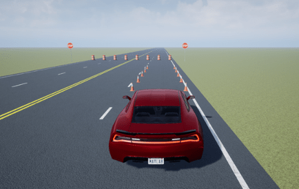 Double lane change scene in 3D environment