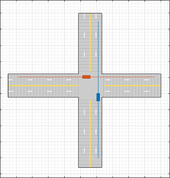 Vehicles crossing at intersection