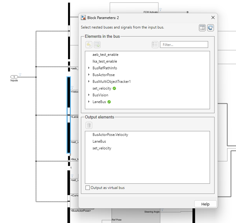 Input signals of the driving simulation test bench Controller subsystem.
