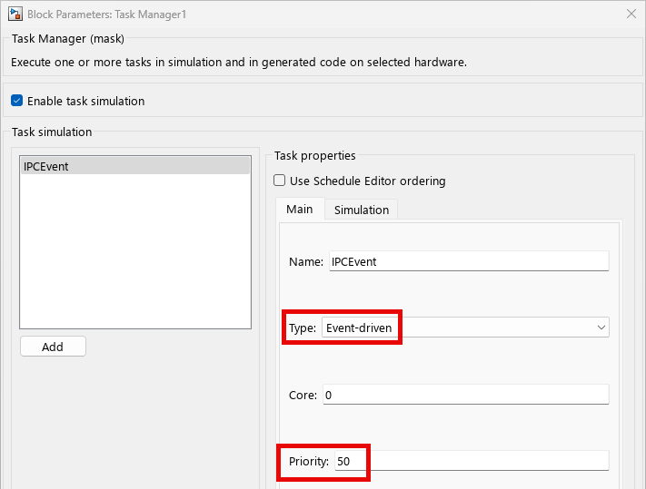 Task Manager Configured to Event-Driven task