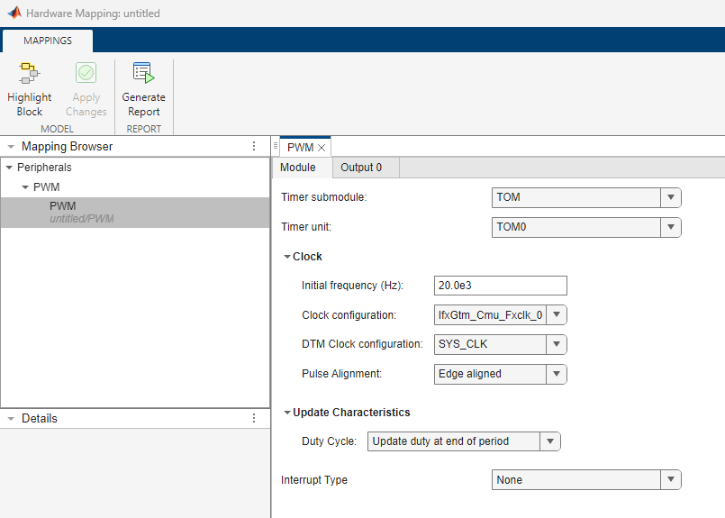 PWM peripheral mapping