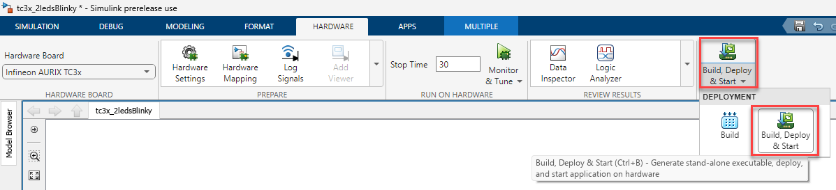 Build, deploy, and start icon