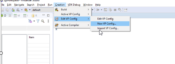 Create new VP configuration