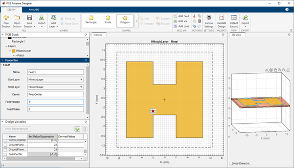 Design, Analyze, and Optimize H-Notch Patch Using Design Variables