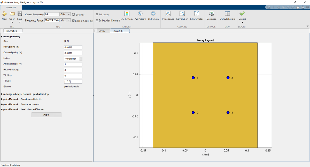 Optimization of Antenna Array Elements Using Antenna Array Designer App