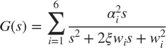 $$ G(s) = \sum_{i = 1}^6 \frac{\alpha_i^2 s}{ s^2 + 2\xi w_i s + w_i^2} $$