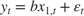 $${y_t} = b{x_{1,t}} + {\varepsilon _t}$$