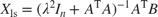 $$X_\textrm{ls} = (\lambda^2I_n + A^\mathrm{T}A)^{-1}A^\mathrm{T}B$$