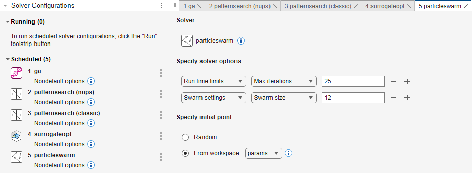 Solver configurations scheduled