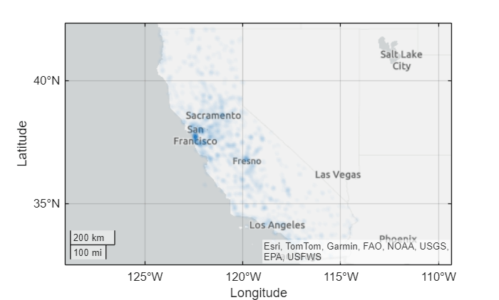 Figure contains an axes object with type geoaxes. The geoaxes object contains an object of type densityplot.