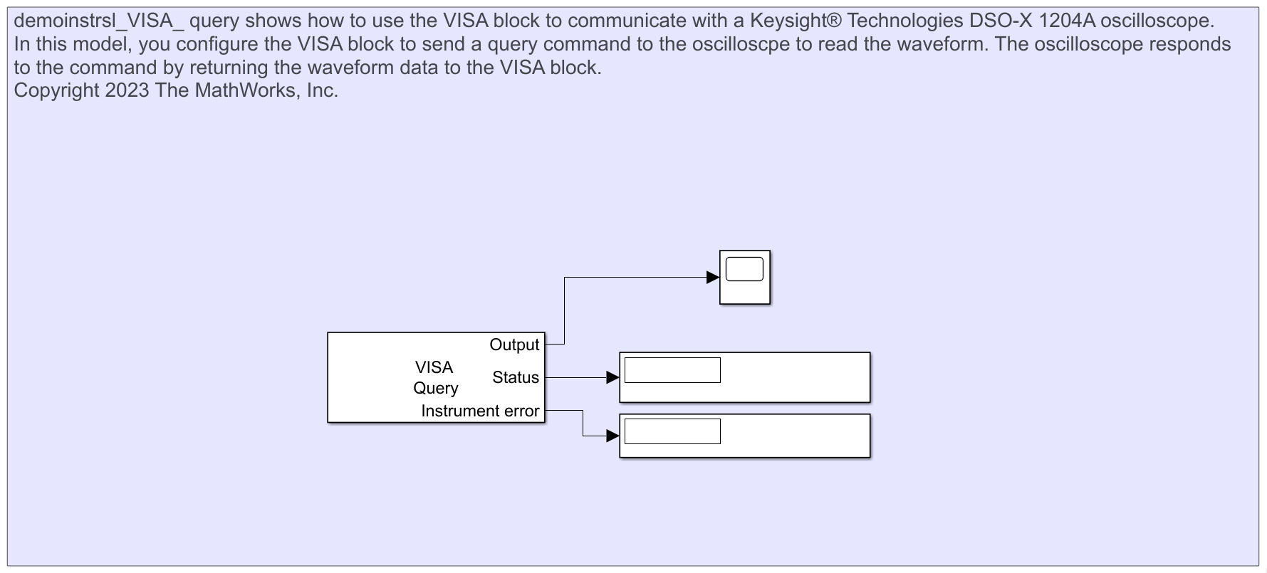 Read Waveform Data from Keysight DSO-X 1204A Oscilloscope Using VISA Block