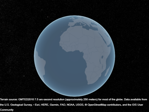 A geographic globe with the streets-dark basemap.