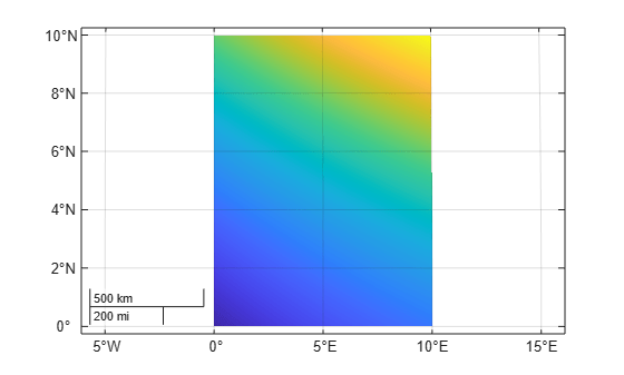 Figure contains an axes object with type mapaxes. The mapaxes object contains an object of type pseudocolorraster.