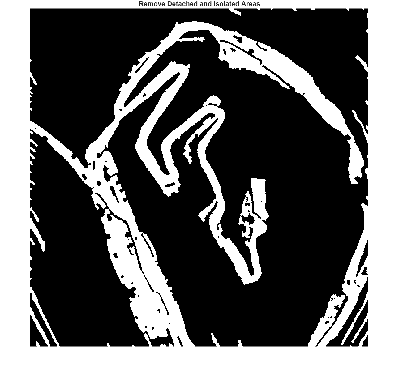 Figure contains an axes object. The hidden axes object with title Remove Detached and Isolated Areas contains an object of type image.