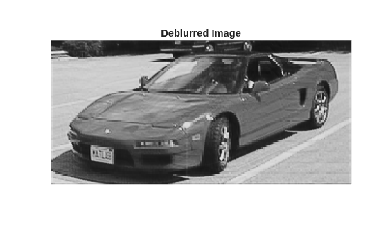 Deblurred image recovered using lsqlin, showing improved sharpness