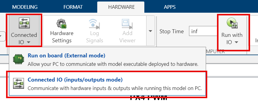 Connected IO (inputs/outputs mode) button in Simulink