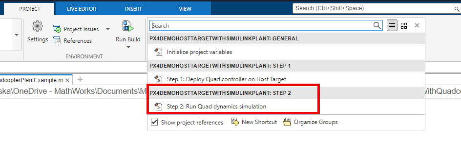 Step 2: Run Quad dynamics simulation shortcut