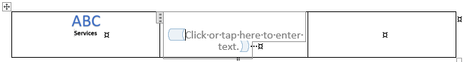 Header with three holes shown. The Logo is in the leftmost hole and the cursor is in the centermost hole.