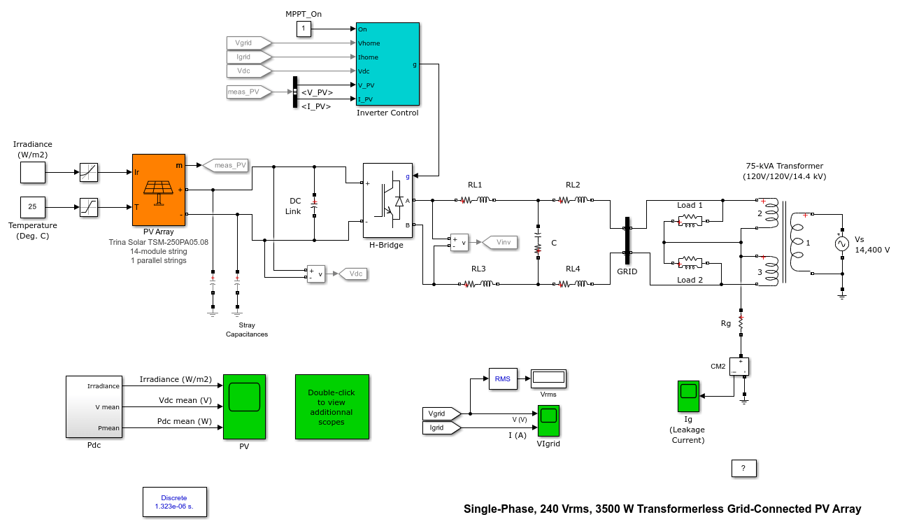 Single-Phase, 240 Vrms, 3500 W Transformerless Grid-Connected PV Array