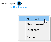 Menu with New Port selected