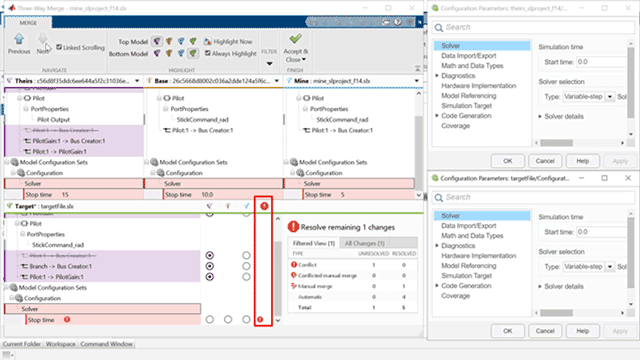 Resolve Conflicts in Project Using Simulink Three-Way Merge