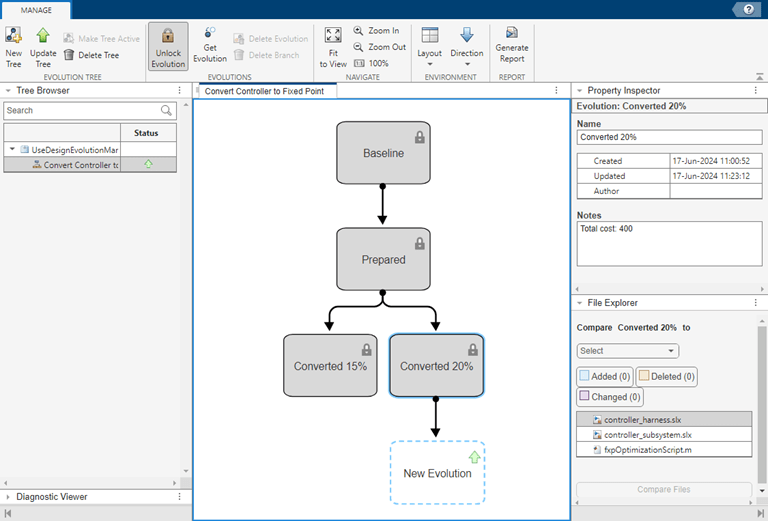 Use Design Evolution Manager with Fixed-Point Tool