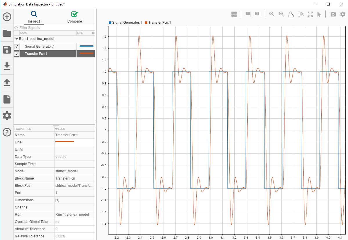 Inspect Simulink Desktop Real-Time Signals with Simulation Data Inspector