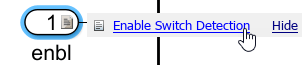 The mouse points to the hyperlink for the Enable Switch Detection requirement from the enbl block.