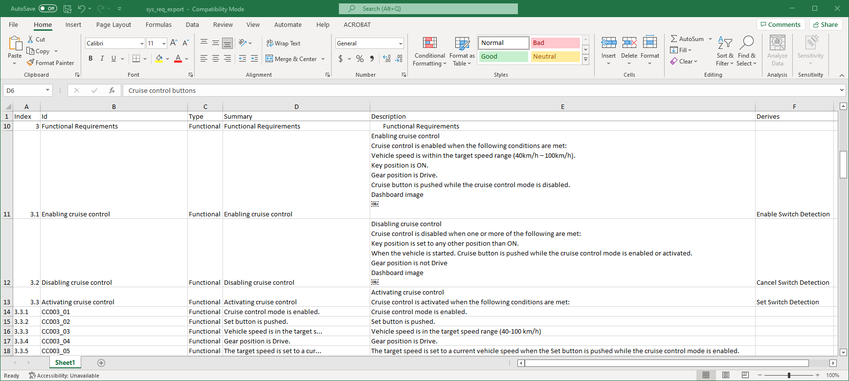 Export Requirement and Link Information to Excel