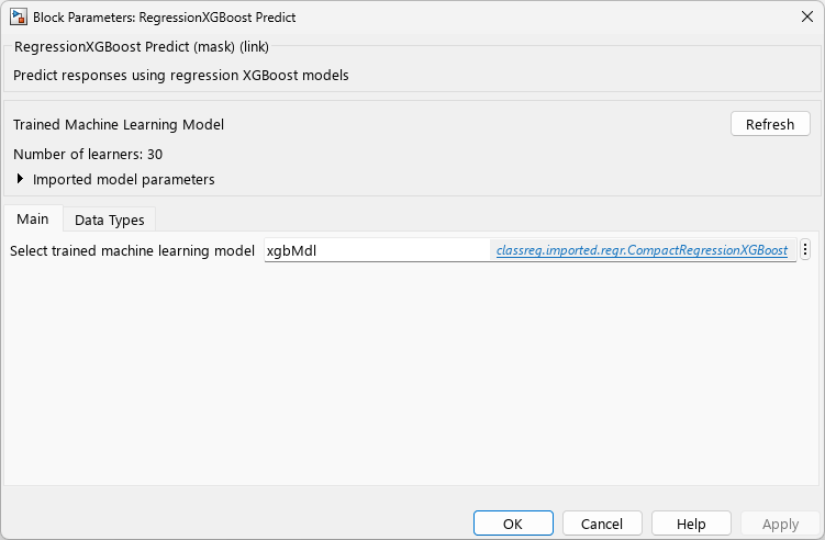 Predict Responses Using RegressionXGBoost Predict Block