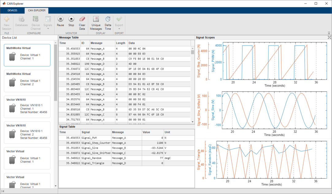 Receive and Visualize CAN Data Using CAN Explorer