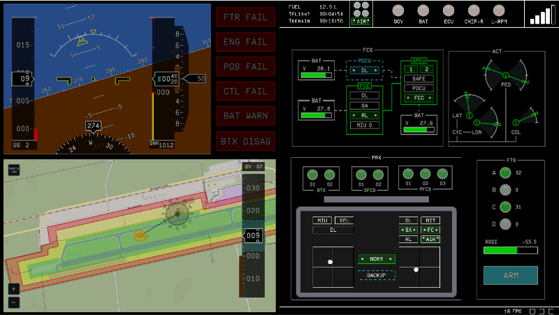 The ground monitoring unit emulator. It includes several images of instrument panels. The panels do not animate.