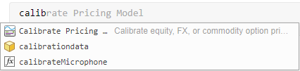 Selecting the Calibrate Pricing Model task in a code block