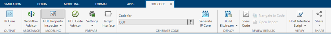 HDL Coder app in Simulink toolstrip