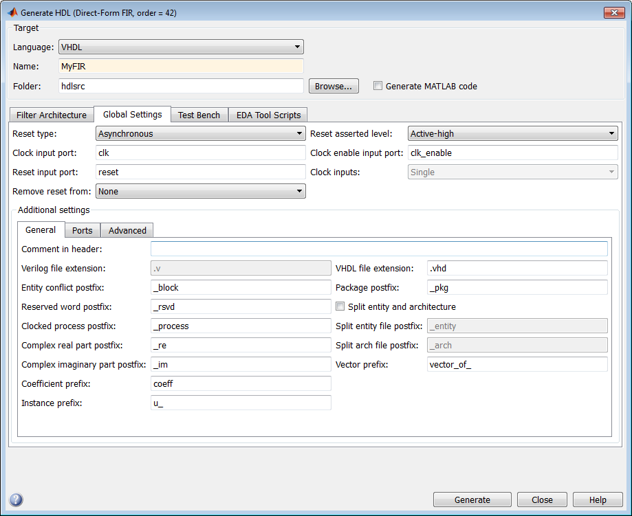 Generate HDL tool