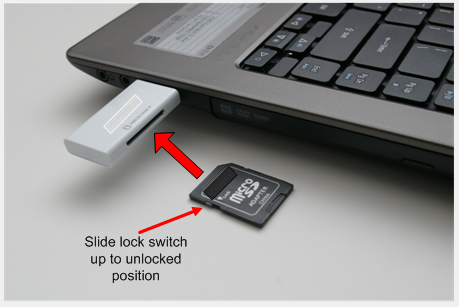 Unlocked SD card and reader slot