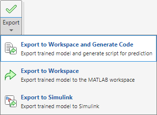 Export options in the app