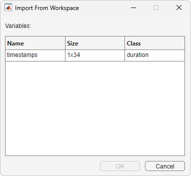 Import From Workspace dialog box.