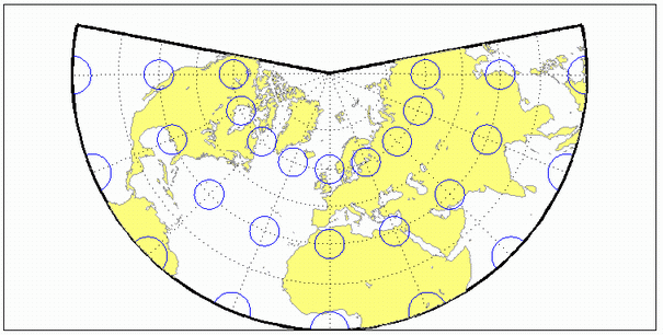 World map using Lambert conformal conic projection