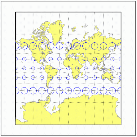 World map using Mercator projection