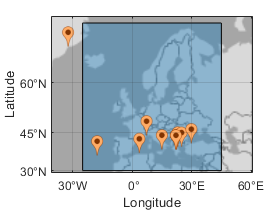 The same icon chart and polygon. The limits of the geographic axes are reduced to the bounds of the polygon, with some buffer to maintain the aspect ratio of the map.